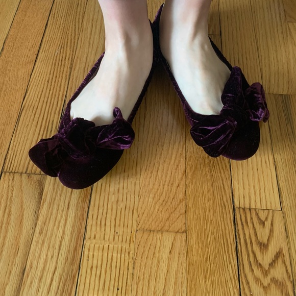 Miu Miu Velvet Bow Flats 🎀💕💜 - Picture 1 of 6